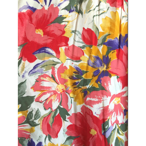 SALE. Vintage White & Pink FLORAL Skirt w/ POCKETS - Pastel A-Line Skirt - S/M - Picture 3 of 7